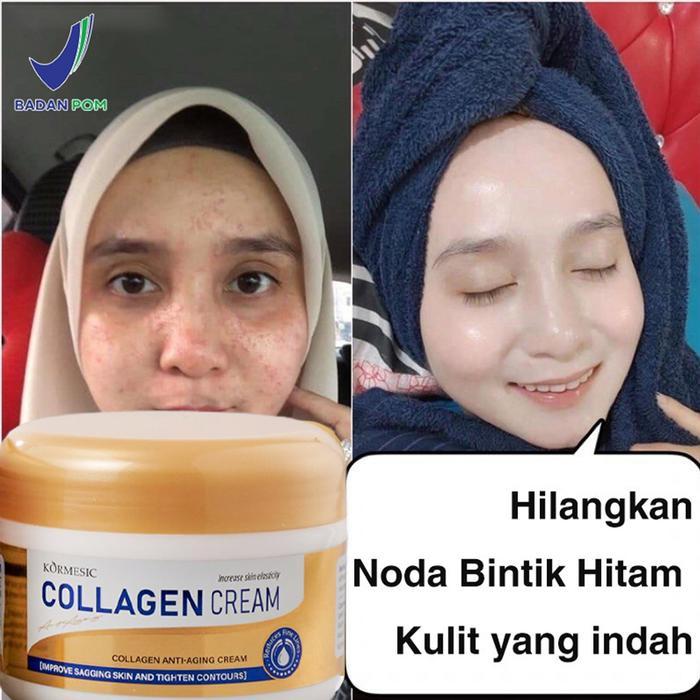 Collagen Cream Siang Malam Moisturizer BPOM 80g Krim pemutih wajah glowing cepat Retinol Cream Anti