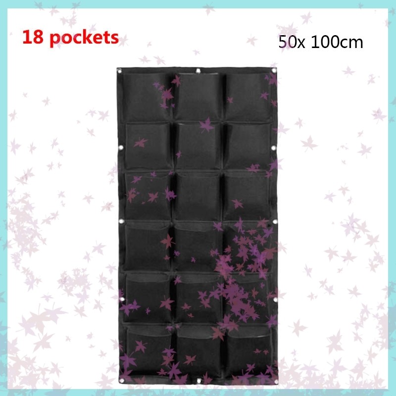 18 Pockets Wall-mounted Planting Bags Planter Vertical Garden Black Pockets Wall Hanging Bags Garden