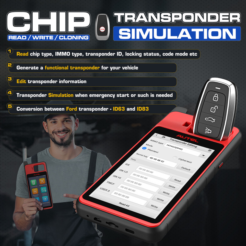 Autel MaxiIM KM100 KM100X Key Fob Programming Immobilizer Tool with 2PCS Autel IKEY for 60s Key