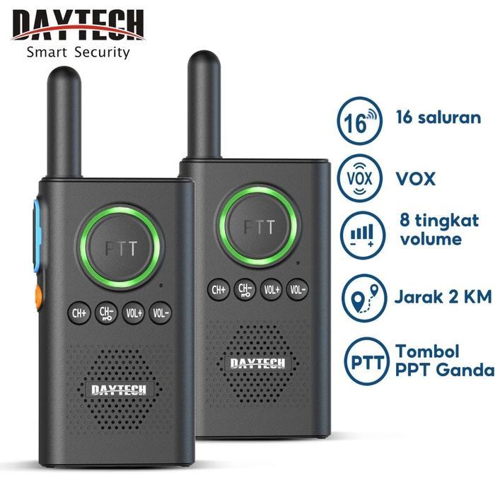 Daytech HT Mini Dual Band Walkie Talkie 16 Channels Handy Talky Jarak Jauh Komunikasi WT08