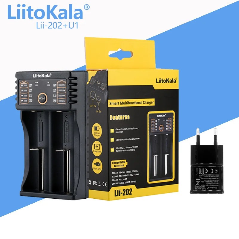 LiitoKala lithium battery smart charger Lii-202 Lii-402 Lii-M4 Lii-M4S Lii-S2 Lii-S4+U1 3.7V 18650