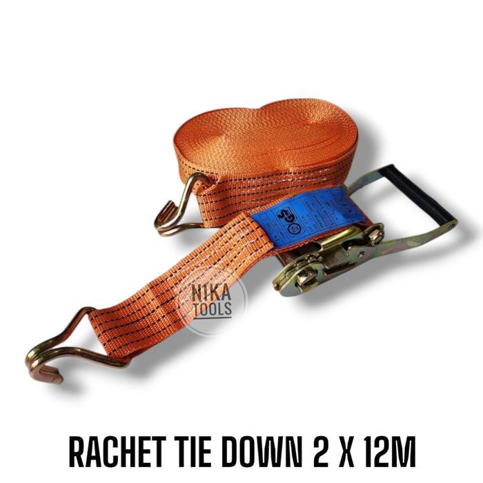 Rachet Tie Down Tali Krek Lashing Cargo 2" Inch x 12m