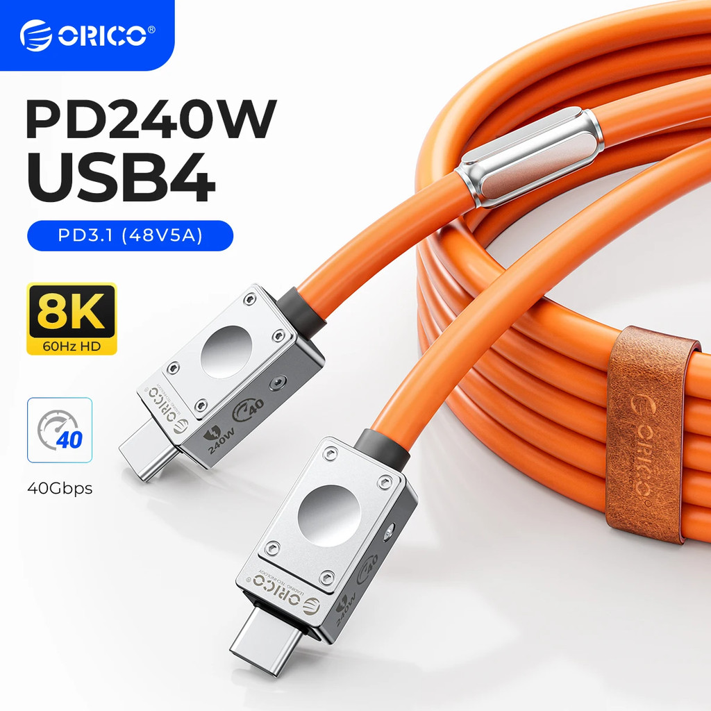 ORICO USB4 Cable 240W Silicone PD USB C Cable Data Line Fast Charging Cord Thunderbolt 3 8K for