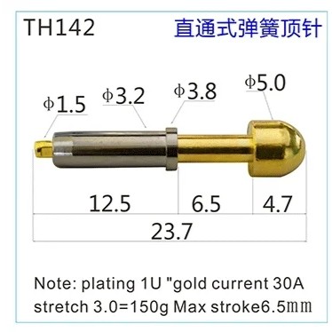 THROUGH 20A HIGH CURRENT SPRING POGO PIN PROBE MOLD TEST PIN PCB BOARD CONTACT CONDUCTIVE TOP PIN