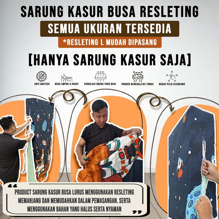 Turu - [Hanya Sarung Kasur Saja] Sarung Kasur Busa Resleting Bahan Microtex Halus Dan Lembut - Semua