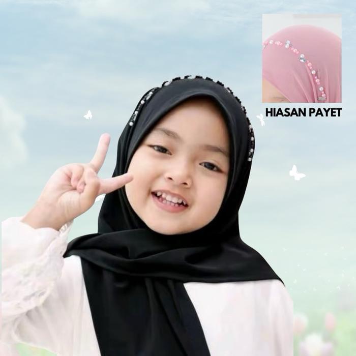 Segitiga Anak Instant Payet Hijab Anak Pashmina Payet Jilbab Kerudung Balita Muslim Nyaman Cantik