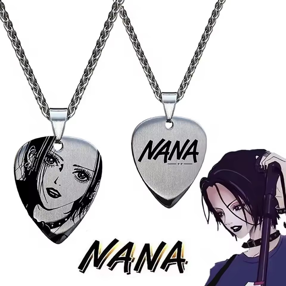 Anime NANA Oosaki Nana Cosplay Necklace Rock Unisex Stainless Steel Choker Guitar Pick Pendant