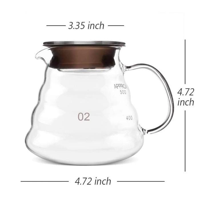 Teko Air Teh Kopi Ceret Air Bahan Gelas V60 Drip Coffee Server 600Ml V02 Gelas Tabung Unik Untuk