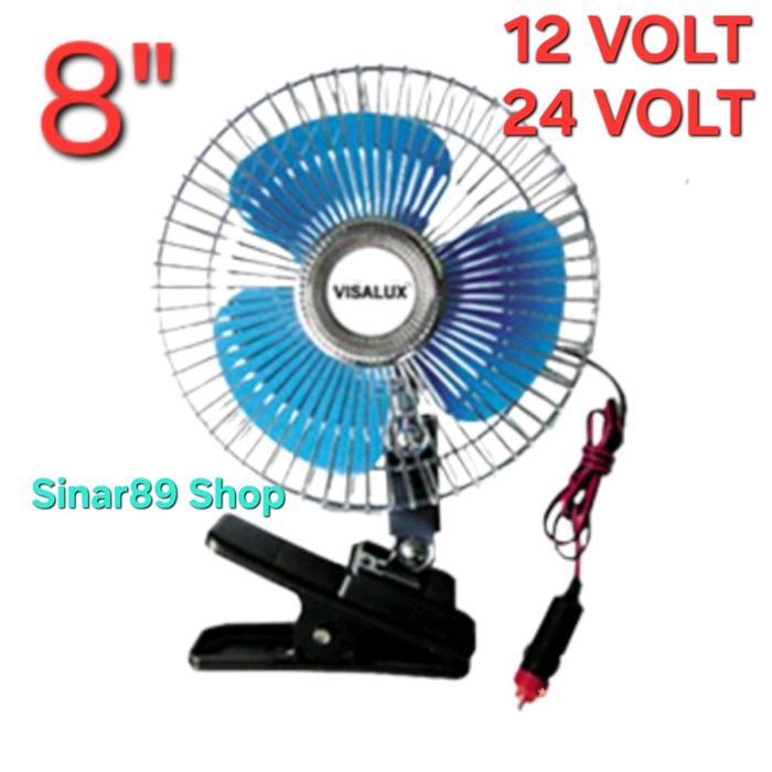 Kipas Angin Mobil 12 Volt 8 Inch / Kipas Angin Mobil 24 Volt 8 Inch Visalux Model Kipas Jepit