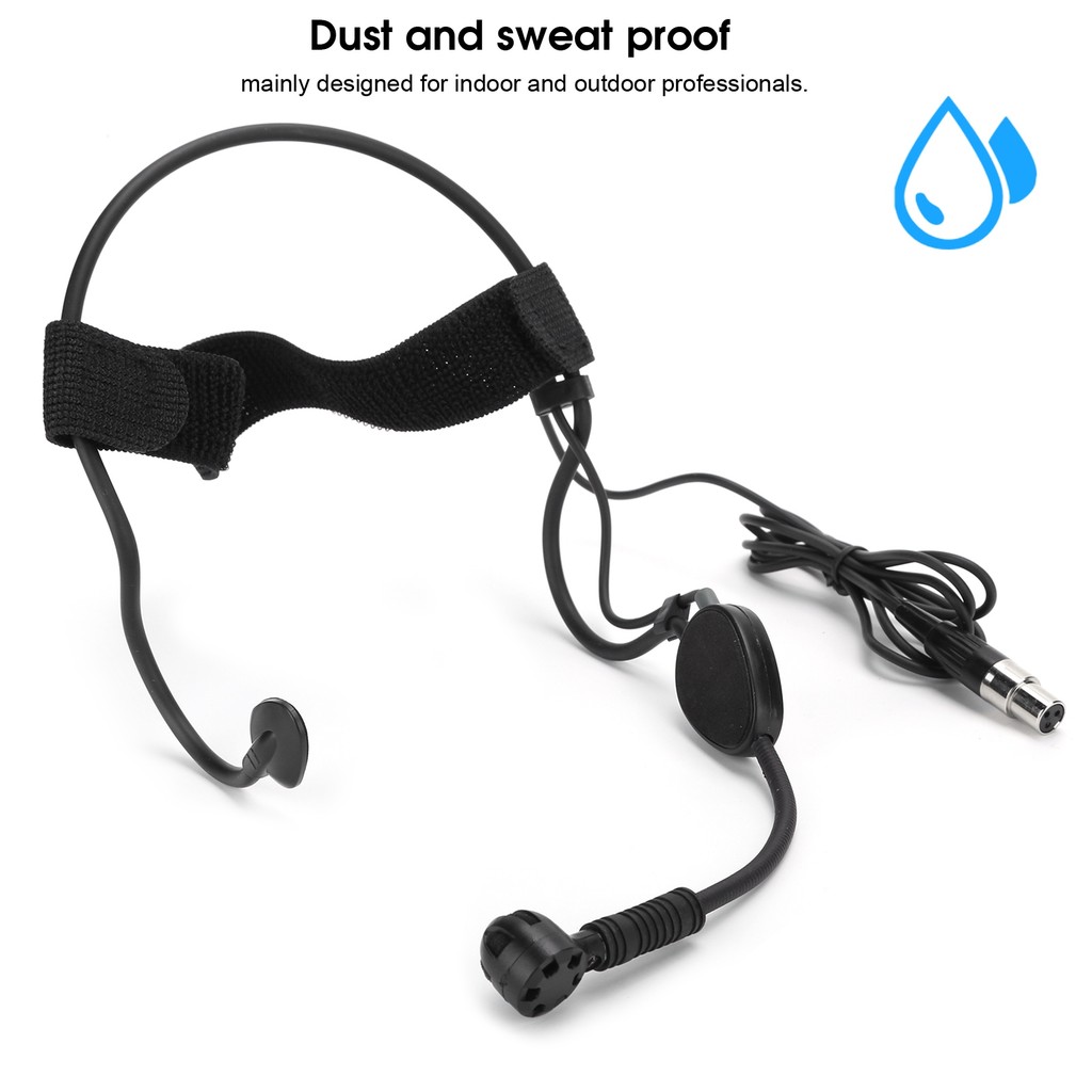 Mini Headband Microphone Condenser 3 Pins Mic for Wireless System Transmitter Audio Mixer