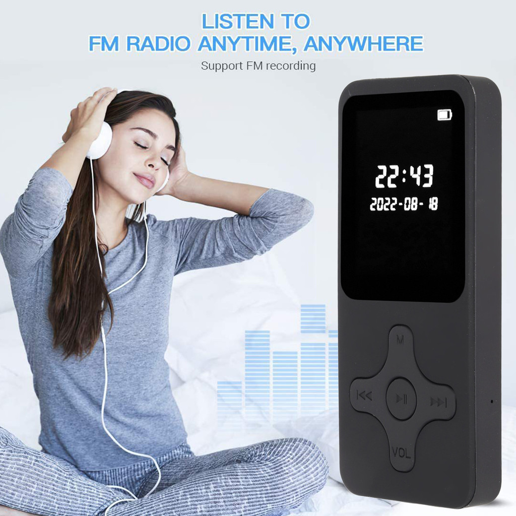 MP3 Player MP3 MP4 Player Bluetooth 5.0 Ultra Thin Digital LCD 1.77 Inch Screen HD Speaker FM Radio