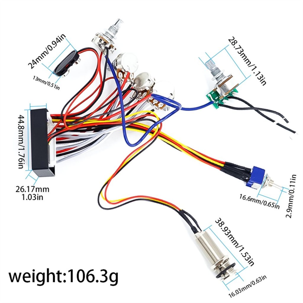 Terbatas A61P Pre-Wired 3-Band Active & Passive EQ Equalizer Kit for Electric Bass Guitars Complete 