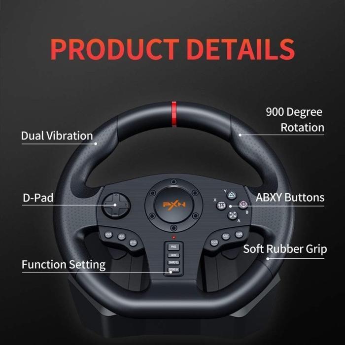 Pxn V900 Pc Racing Wheel Race Steering Wheel With Pedals Tbk