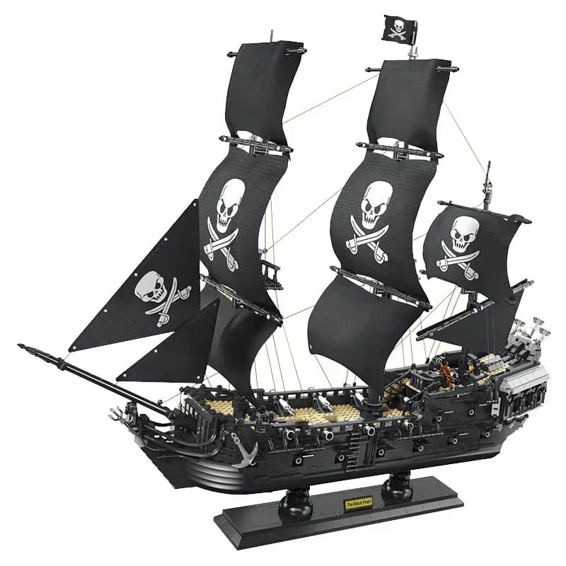 Black Pearl Sailboat Pirate Ship Model Building Blocks MOC Bricks Set