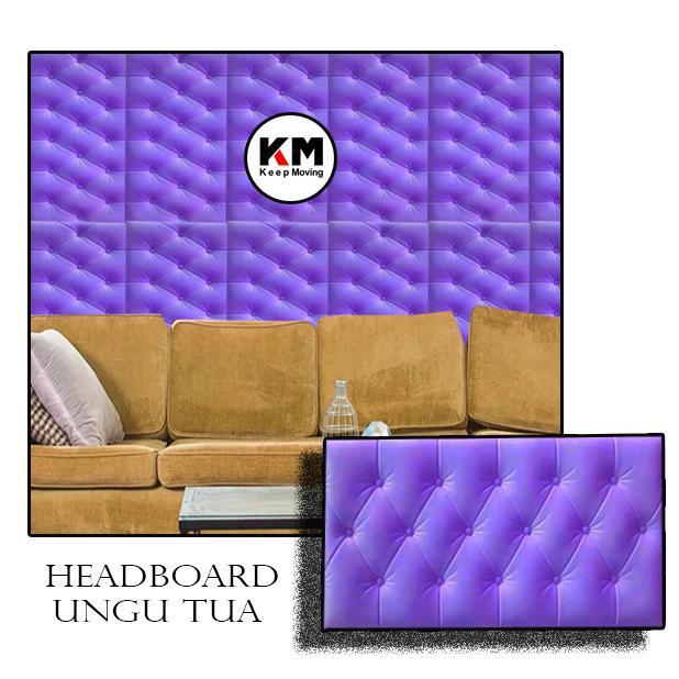 (COD) KM Wallpaper 3D Foam Headboard Ungu Tua Dinding Busa Stiker