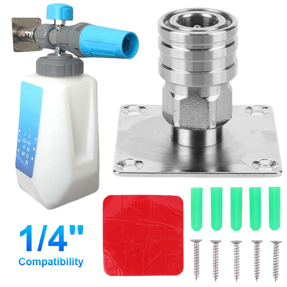 Foam Cannon Nozzle Water Gun Holder Stainless Steel Wall Mountable Pressure Washer Accessories Press