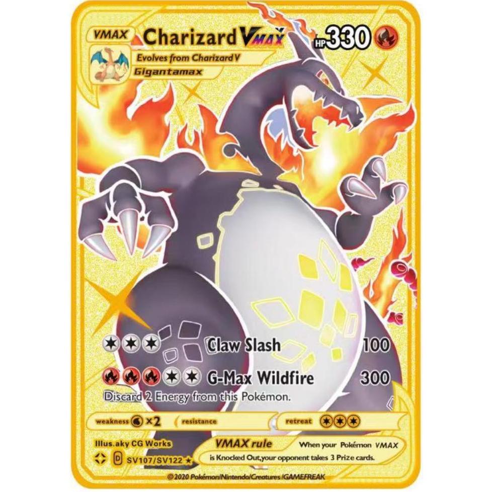 Pokmon DIY GX V Pokemon Cards Vmax English Metal Card Anime Charizard Mewtwo Blastoise Shiny Letters