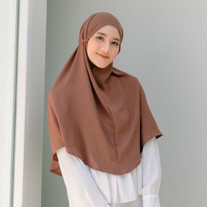 Hijab Bergo Maryam Crinkle Airflow Premium / Jilbab Bergo Non Pad Crinkle Airflow Uk L Kerudung