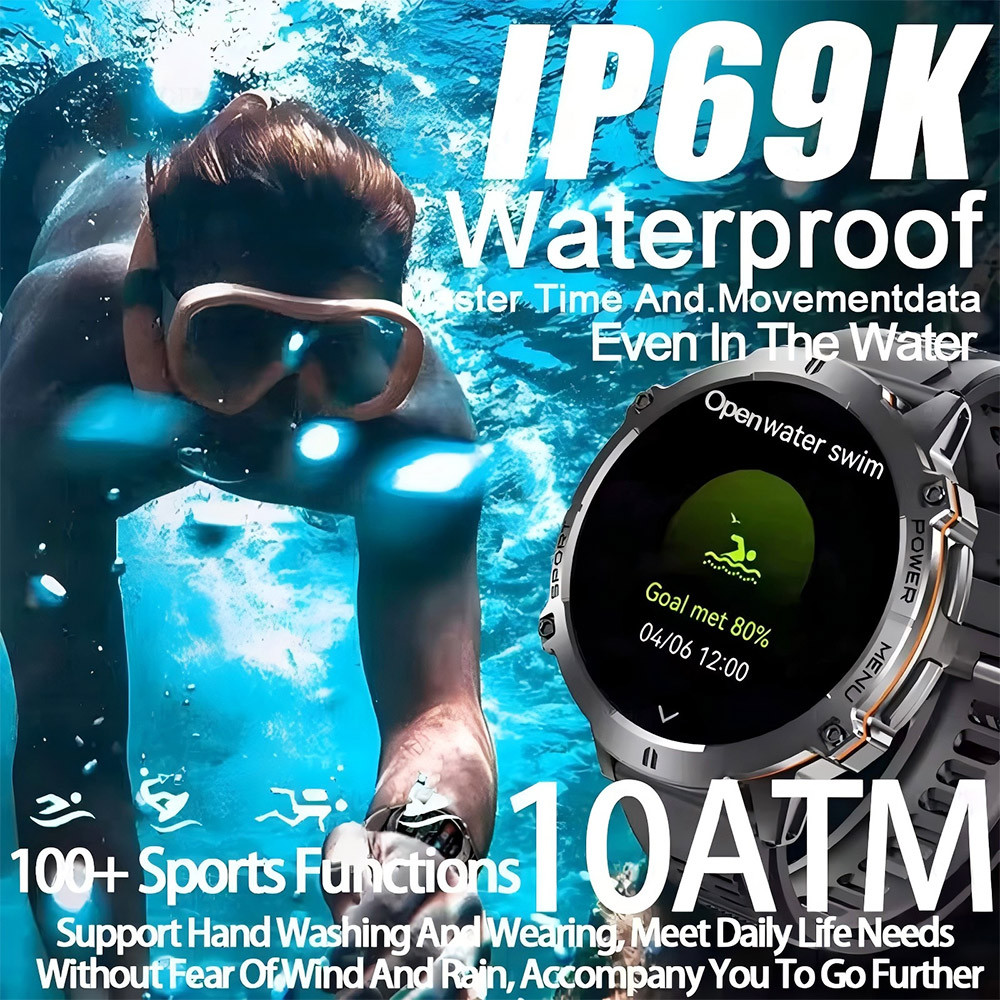 2026 Newly upgraded GPS Military Sports Smart Watch 1000mAh 1.7-inch AMOLED Compass Altimeter Call