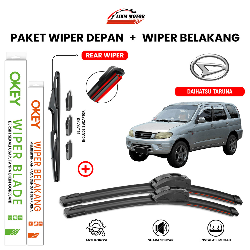Wiper Daihatsu Taruna Quad Kaca Mobil Paket 1 Set Depan Belakang
