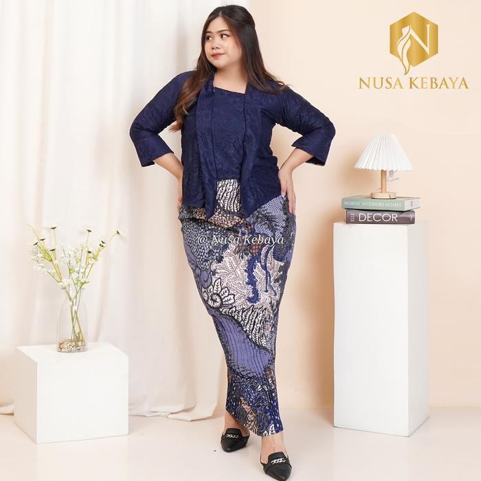 Nusa Kebaya Kebaya Kutubaru Jumbo Brukat Full Puring Baju Pesta Kondangan Modern Ld 120-140 Kutubaru