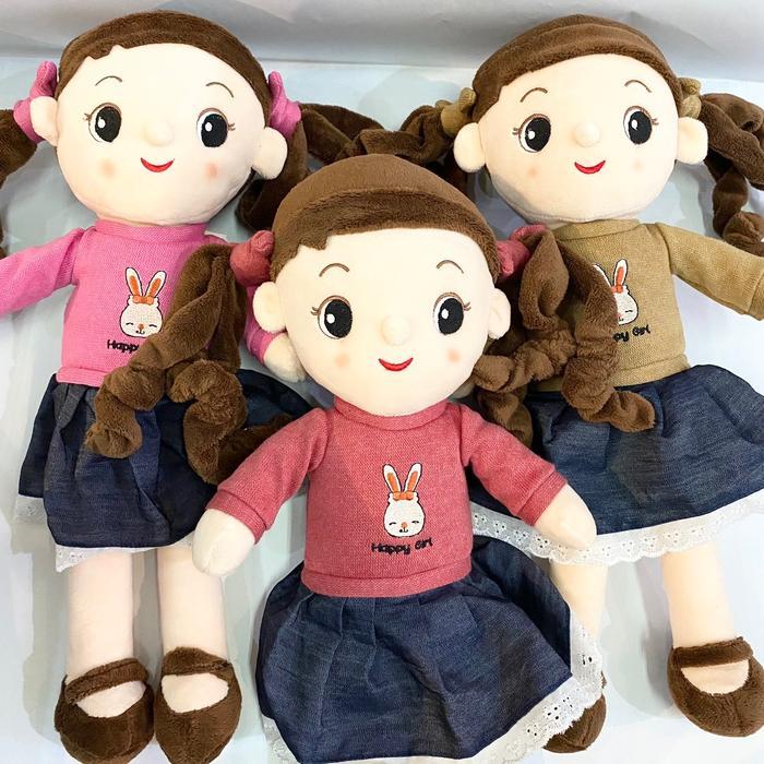 Seulgi Boneka Doll Happy Girl Cantik Perempuan Kuncir 05021075 Bahan Silikon Lembut Full Bordir