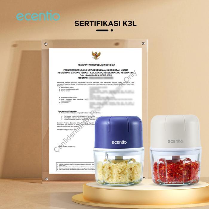 ecentio Mini Chopper Multifungsi kaca Blender Portable 6 mata pisau 250ml Food Processor Portable