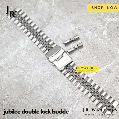 Solid Jubilee Bracelet Double Lock Buckle Tali Jam Rantai Strap Terlaris