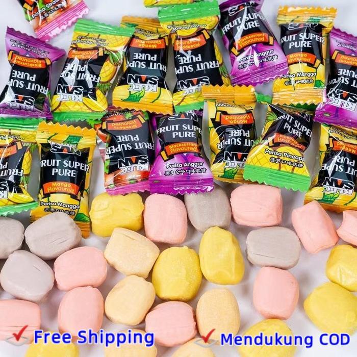 (Halal) Grosir Makanan Ringan Sehat Cina Permen Buah Fudge Rasa Malaysia Permen Buah Berwarna-Warni