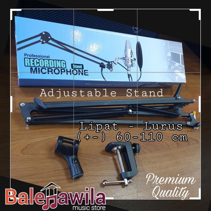 Adjustable Stand Mic Microphone jepit stand Meja Podcast Studio LARGE