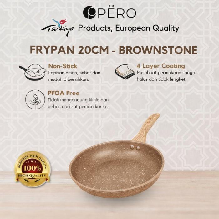 [Afdal] Pero Frypan 20Cm Nonstick Granite Wooden Handle/ Wajan Tanpa Minyak #Gratisongkir
