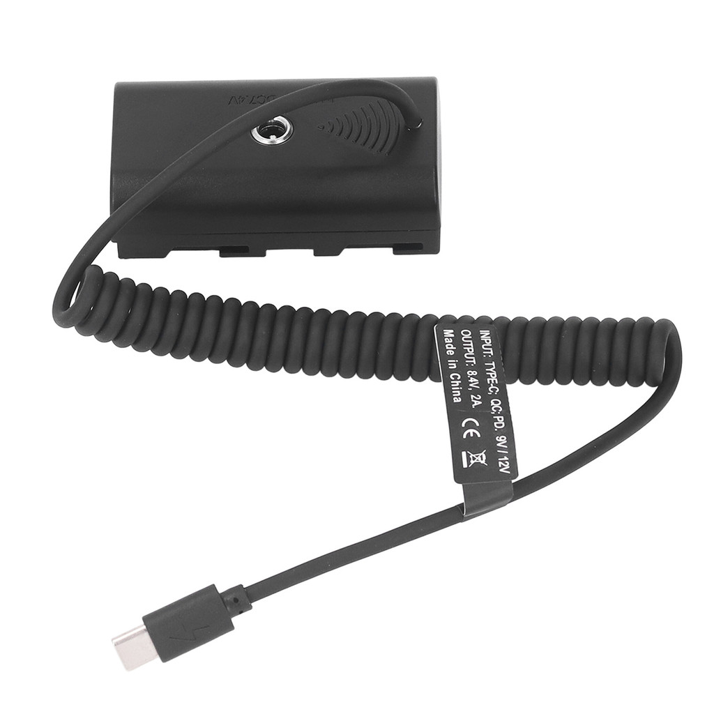 Dummy Battery Type C to NP F970 F750 F570 F550 Fast Charging Circuit Protection Spring Cable