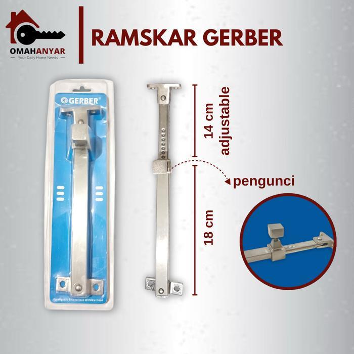 Ramskar Lamskar Engsel Hak Angin Jendela SS Stainless Steel Muller Gerber