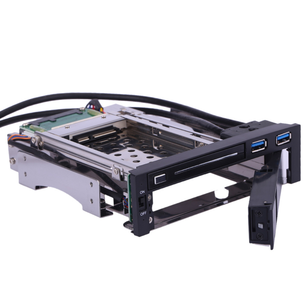 Dual Bay 3.5" + 2.5" Inch SATA III Hard Drive HDD & SSD Tray Caddy Internal Mobile Rack Enclosure