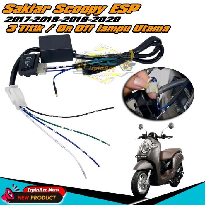 IrpinAcc Motor Saklar 3 Model On Off Scoopy ESP 2017-2020 Ring 12 PNP 3 Titik Lampu Utama untuk
