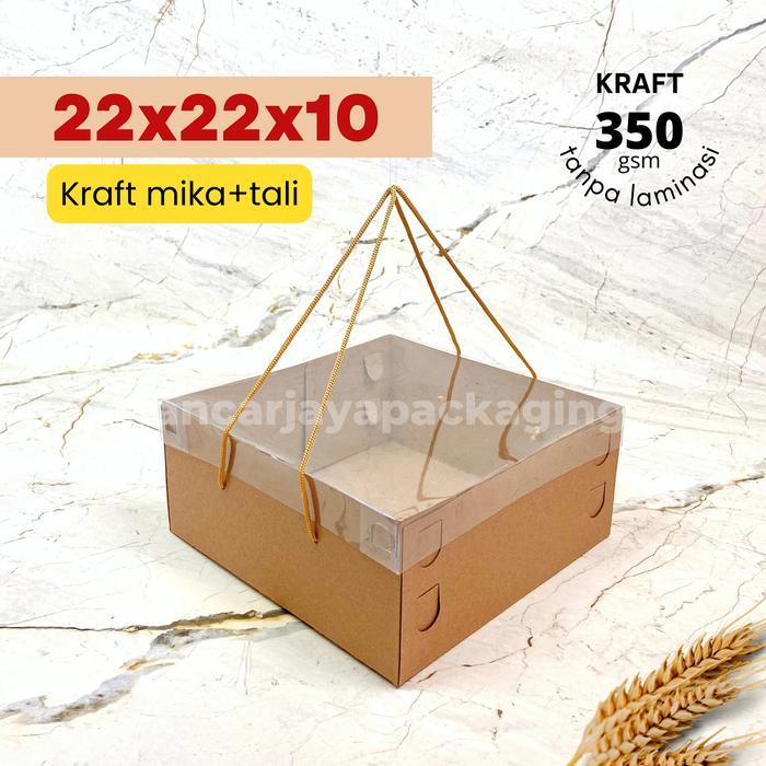 Kraft Mika Tali Box Kue Tart Cake Roti Hampers Kotak Kemasan 22x22x10