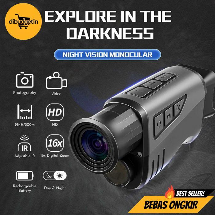 Teropong Monocular Digital Night Vision 16x Zoom 1080P 1500mAh - MITHRAS DNV2000