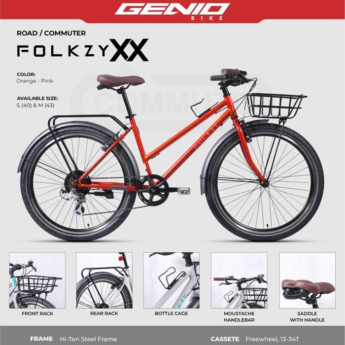 Sepeda Road Bike Commuter Bike Fixie Genio Folkzy XX dan XY by United Bike 8 Speed Ban Tubeless - XX
