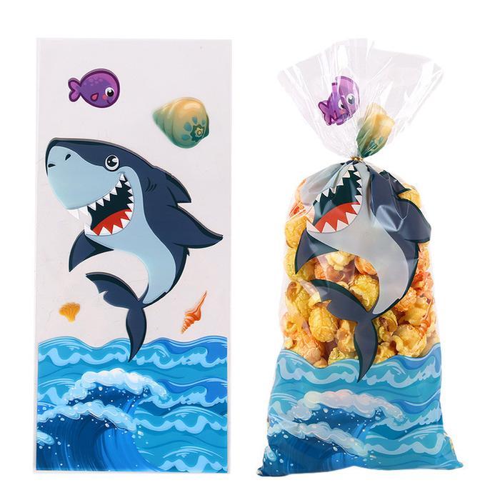 50 Pc Plastik Kemasan Bingkisan Kue Cookies Snack Hampers Karakter Shark Ikan Hiu Terlaris