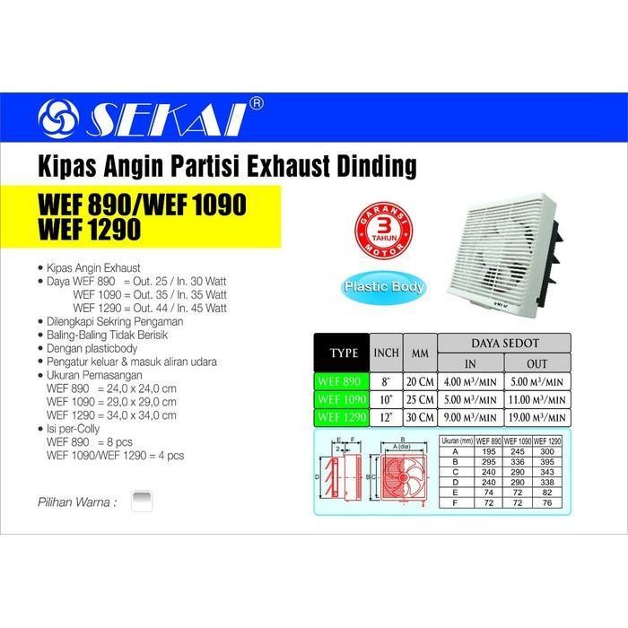 Sekai Wef 890 Exhaust Fan 8" Kipas Angin Dinding Wall Hexos Wef890 Terpercaya