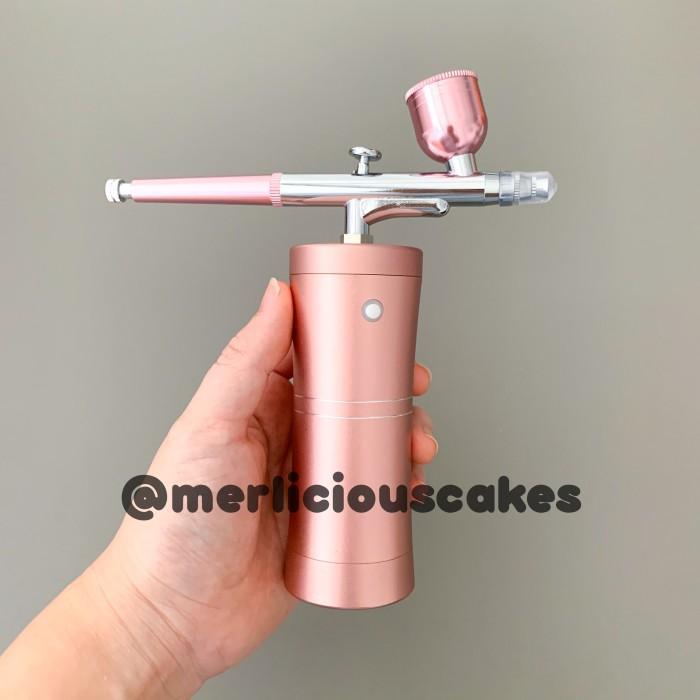 NEW PRODUK PINK PORTABLE WIRELESS HANDHELD AIRBRUSH AIR BRUSH CAKE KUE FONDANT THANKYOU & HAPPY