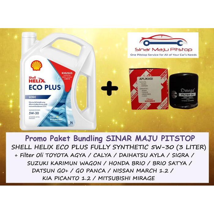 Paket Bundling SHELL HELIX ECO 5W-30 & FILTER OLI MOBIL DAIHATSU AYLA