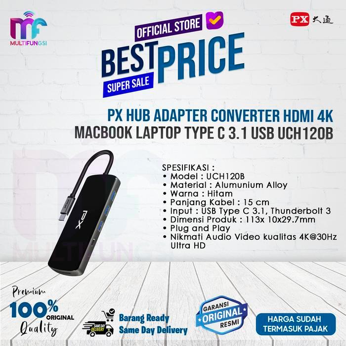Sale Px Hub Adapter Converter Hdmi 4K Macbook Laptop Type C 3.1 Usb Uch120B