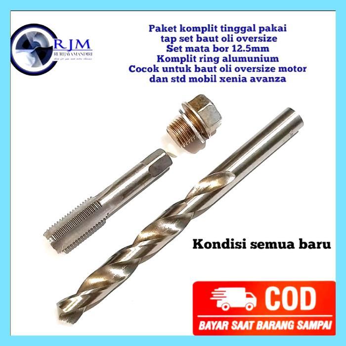 Paket komplit tinggal pakai tap set baut oli oversize baut 19 kunci 17 Set mata bor 12.5mm Komplit