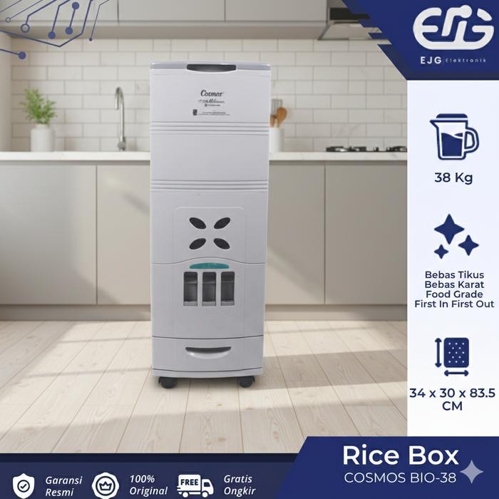 RICE BOX COSMOS BIO38 / BIO 38 / TEMPAT PENYIMPANAN BERAS COSMOS 38KG ORIGINAL QUALITY