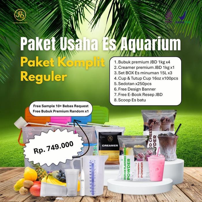 [PAKET REGULER USAHA ES AQUARIUM] Bubuk Minuman JBD Modal Kecil Bisnis Es Buah Lengkap SIAP JUALAN