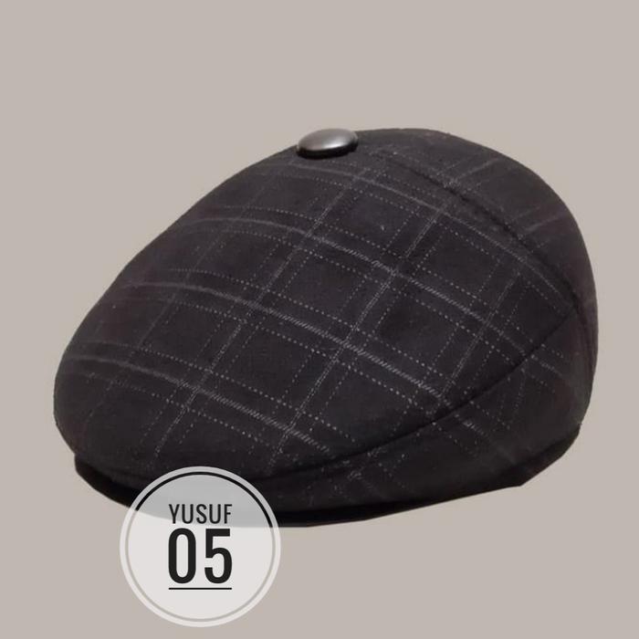 Topi Pet Baret Hat Flat Cap Baret Import Hitam #Gratisongkir