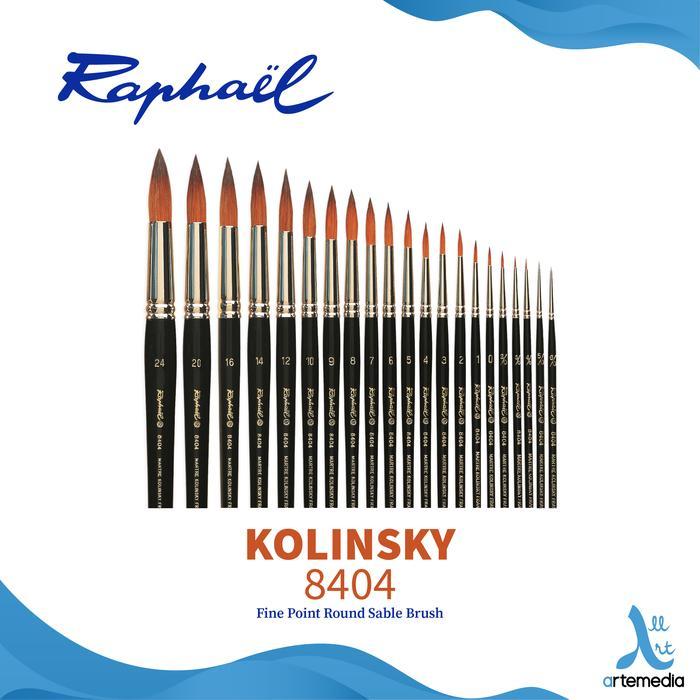 Raphael 8404 Kolinsky Sable Watercolor Brush Fine Point Round Kuas Cat Air Profesional Artist Grade