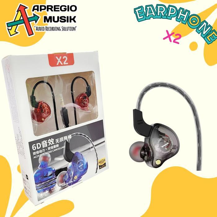 X2 Dynamic Wired Earphones In Ear Monitor Iem No Mic Monitor Panggung Redy Stok