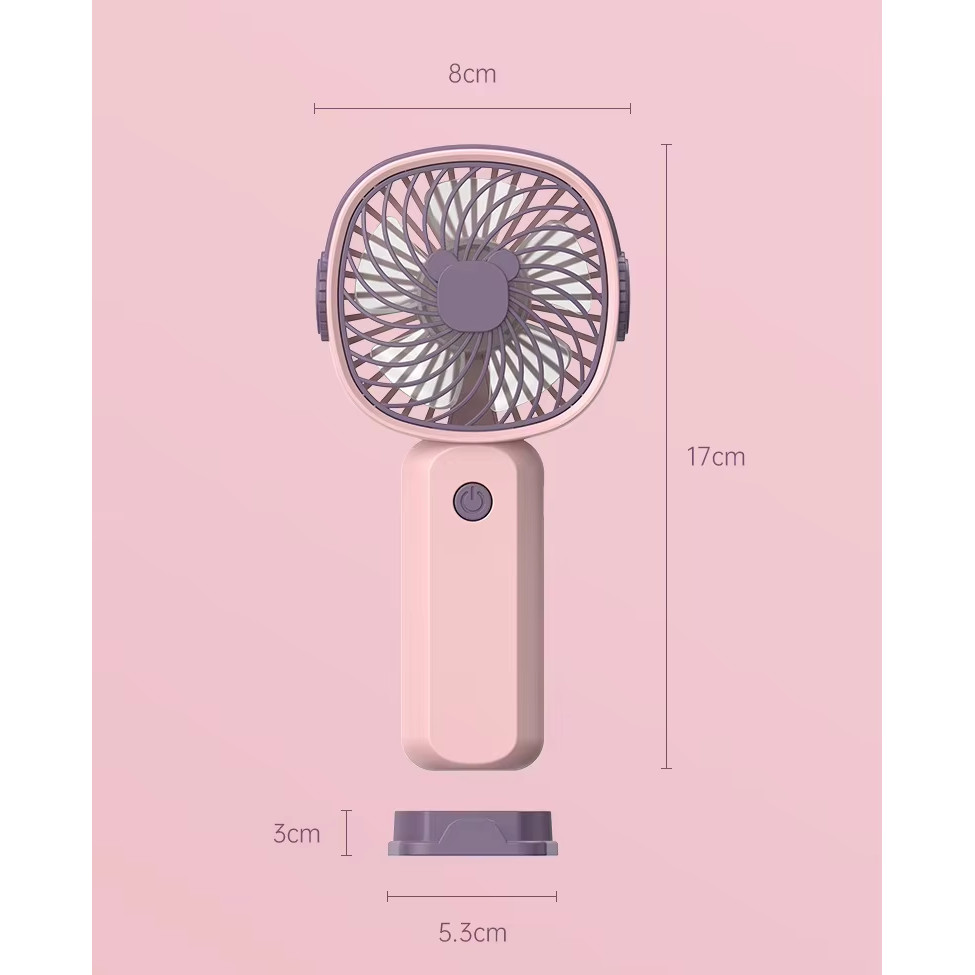 Portable Mini Handheld Fan with Desktop Phone Holder Outdoor Electric Fan USB Charging 3-speed
